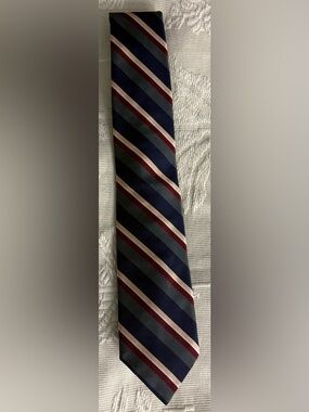 Britches of Georgetown Striped Navy/Gray/Burgundy/Tan Men’s Tie - Classic Style